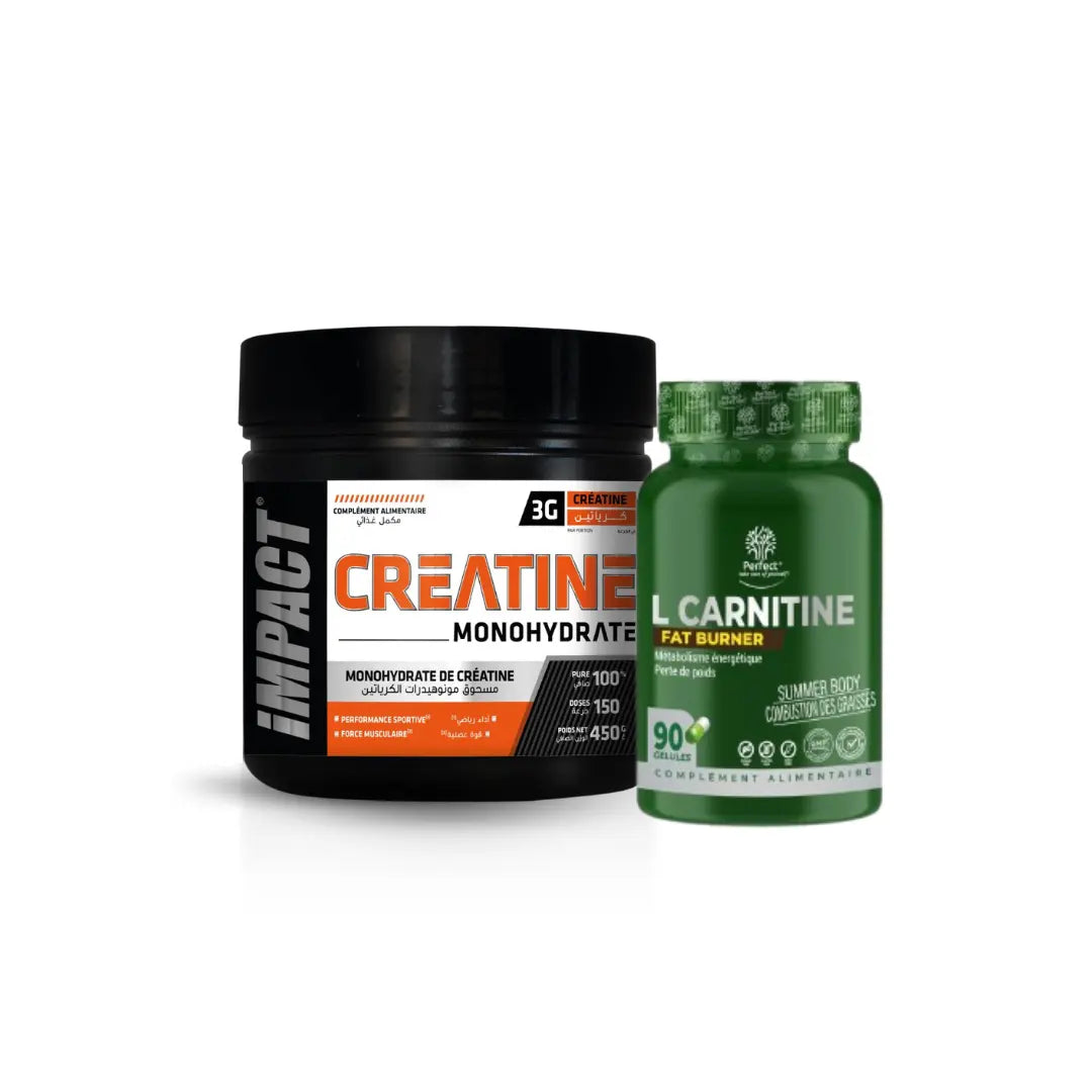 Monohydrate Creatine Impact Nutrition 450 G Tunisie + L carnitine 90   gymproprotein