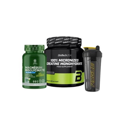 Biotech Micronized Creatine 300 G + Magnesium Bisglycinate 120 Caps+shaker BiotechUSA