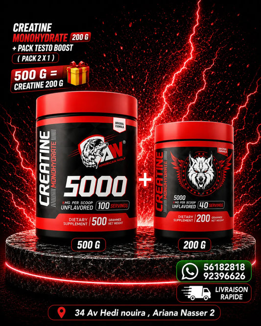 Creatine 500 G + Creatine 200 G american wolf Supps