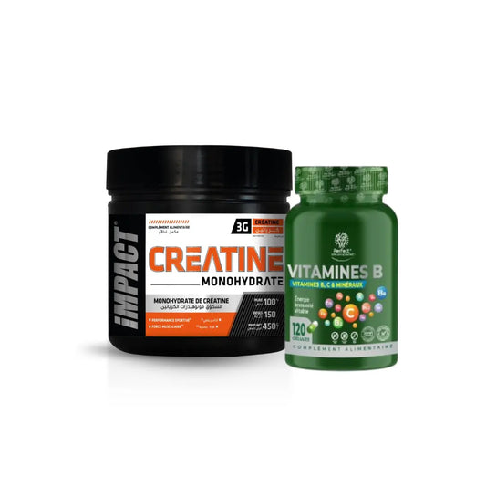 Creatine Impact Nutrition 450 G Tunisie + Vitamine B 120 Capsules Perfect Nutrition Impact Sport Nutrition