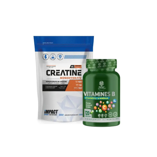 Creatine Monohydrate Impact 150 G Tunisie + Vitamine B 120 Capsules Perfect impact nutrition