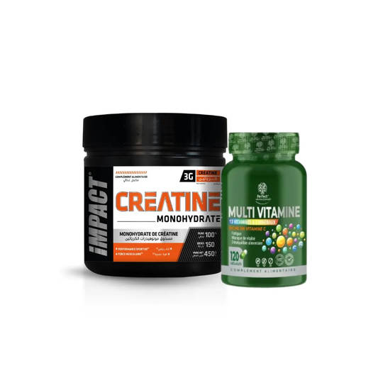 Creatine Monohydrate Impact 450 G Tunisie + Multivitamine 120 Capsules Perfect Nutrition - gymproprotein