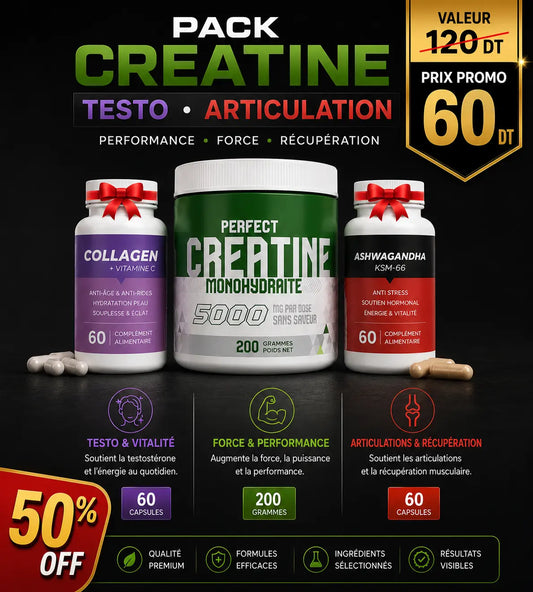 Creatine perfect 200g  + Collagen herbz  + Ashwagandha herbz Pack Doodi's Gym Pro Nutrition