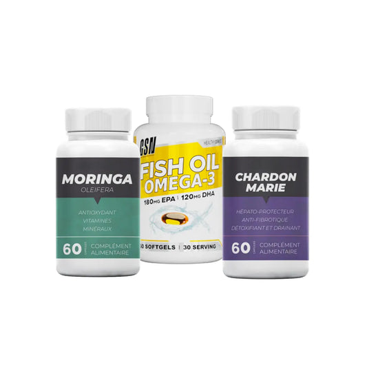 Fish Oil Omega 3 + Moringa 60 Capsules + Chardon Marie 60 Capsules GSN