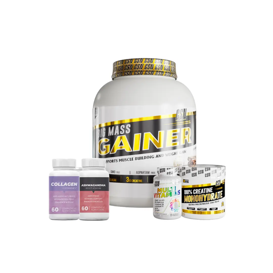 Gsn Big Mass Gainer 3 Kg + Creatine 200 G + Ashwagandha 60 Caps + Collagen 60 Caps