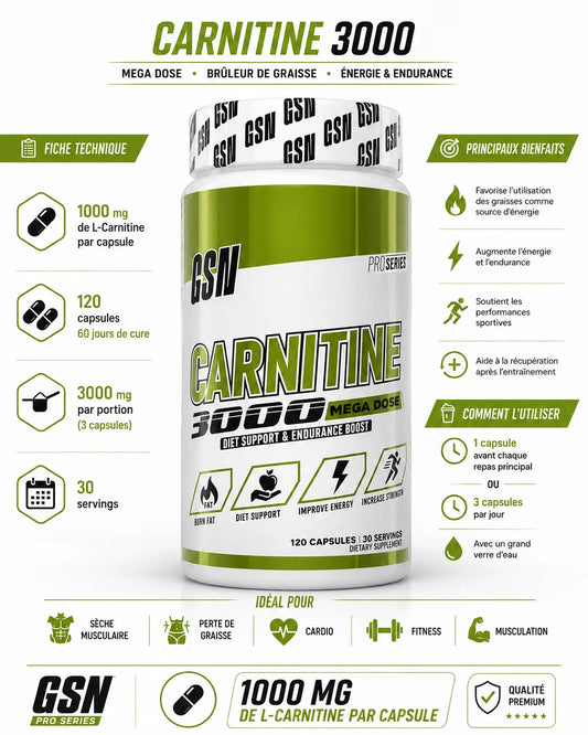 Gsn Carnitine 3000 Tunisie 120 Capsules GSN