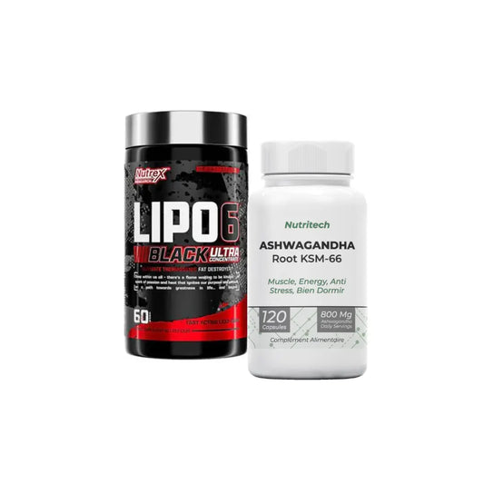 Lipo 6 Black 60 Capsules Tunisie + Ashwagandha Ksm 66 - 120 Capsules nutrex