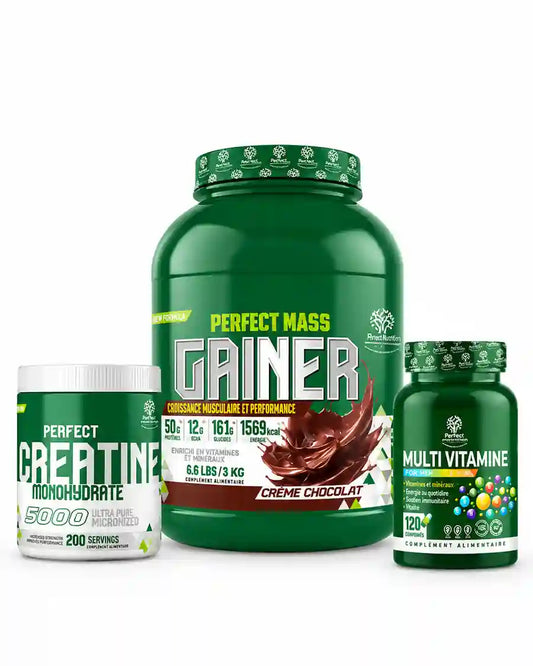 Mass Gainer 3 Kg + Creatine Monohydrate 200 G + Multivitamine 120 Capsules Perfect Nutrition Labs
