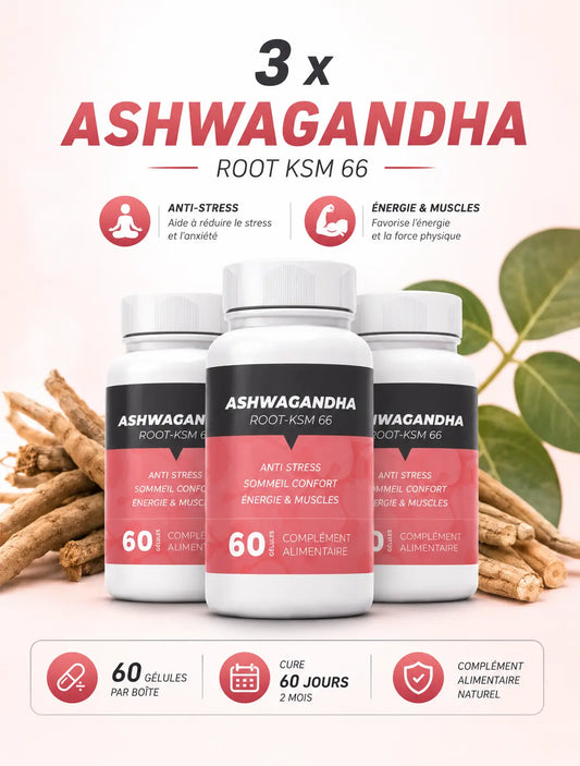 Pack 3 Ashwagandha Root KSM-66 – Anti-Stress, Énergie & Bien-Être Doodi's Gym Pro
