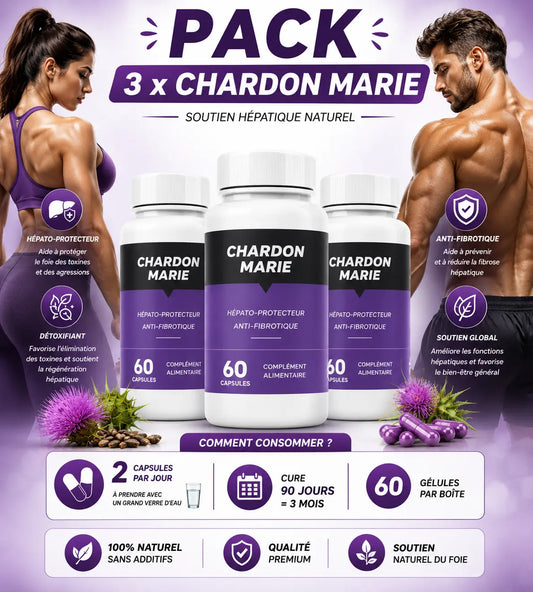 Pack 3 Chardon-Marie 60 Capsules – Détox Foie & Protection Hépatique Naturelle Doodi's Gym Pro