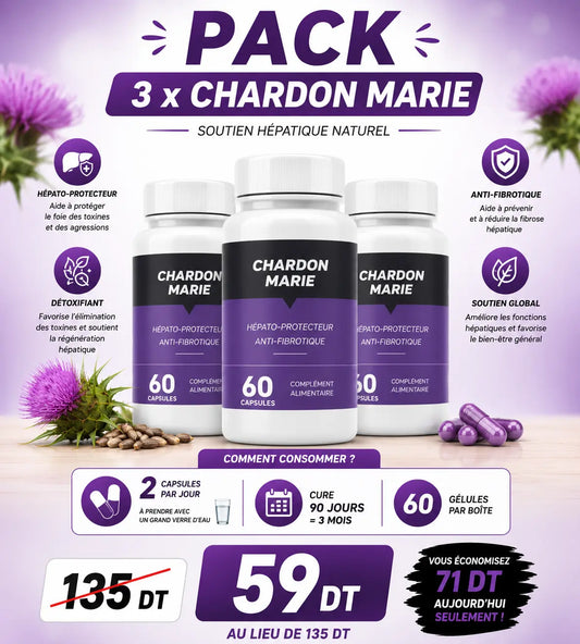 Pack 3 Chardon-Marie 60 Capsules – Détox Foie & Protection Hépatique Naturelle Doodi's Gym Pro