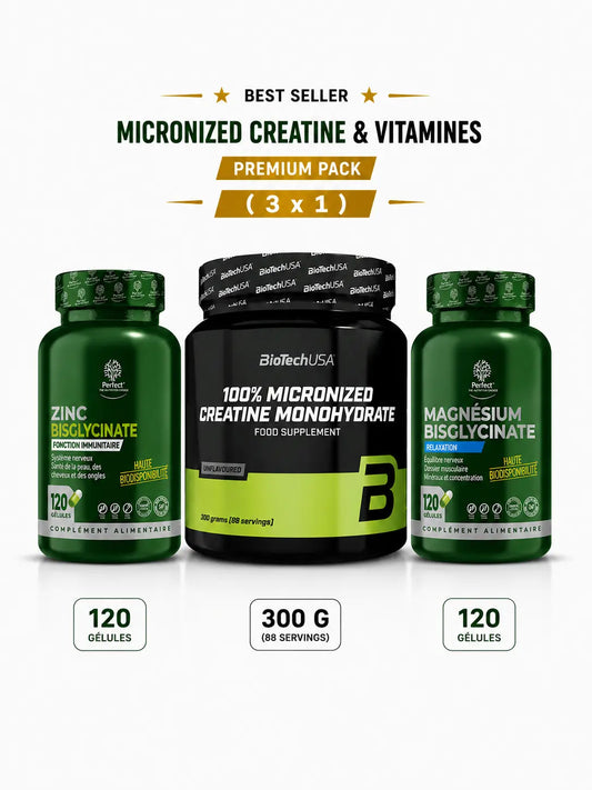 Pack Créatine BioTechUSA + Zinc Bisglycinate + Magnésium Bisglycinate BiotechUSA