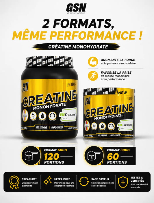 Pack Créatine Monohydrate Creapure GSN – Pureté Allemande GSN