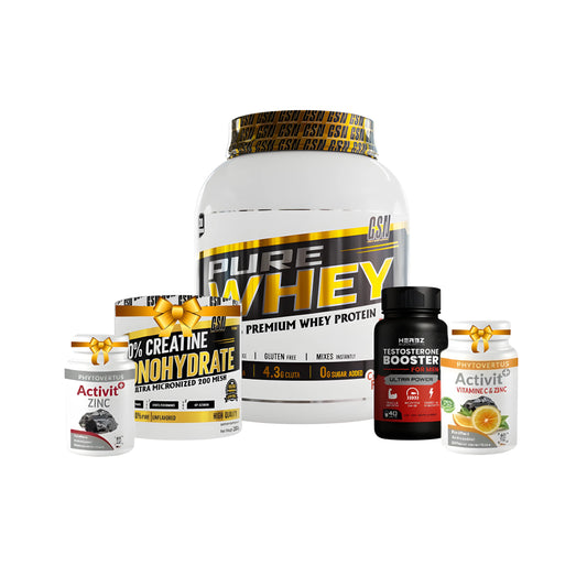 Pure Whey 2 Kg Gsn Pack+vit c 30 cap  +zinc  30 cap +testo booster herbz 40 cap +creatine 200 g gsn Gsn Nutrition