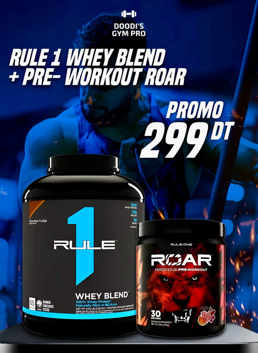 Rule 1 Pack -Whey Blend 2,27 + Pre Workout Roar