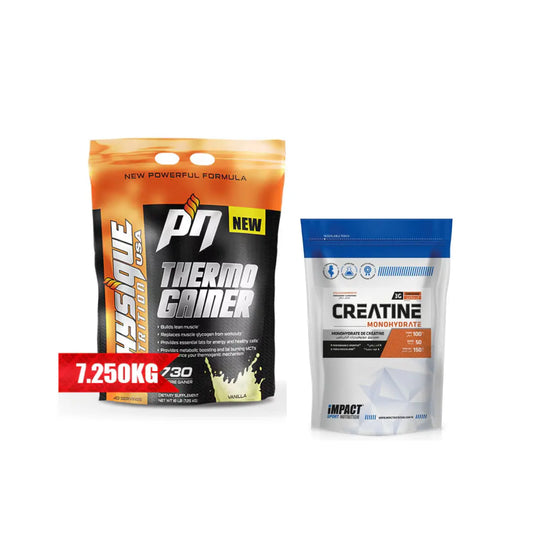 Thermo Mass Gainer 7.2 Kg & Creatine Monohydrate 150 G - 50 Scoop - gymproprotein