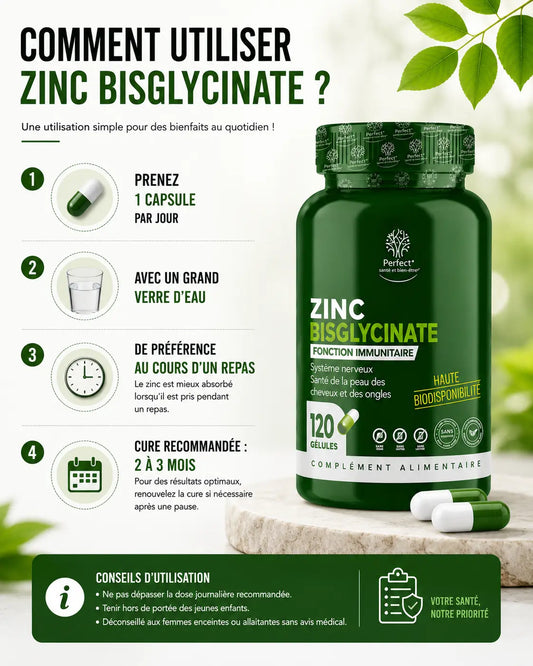 Zinc Bisglycinate 120 Capsules Tunisie Perfect Nutrition
