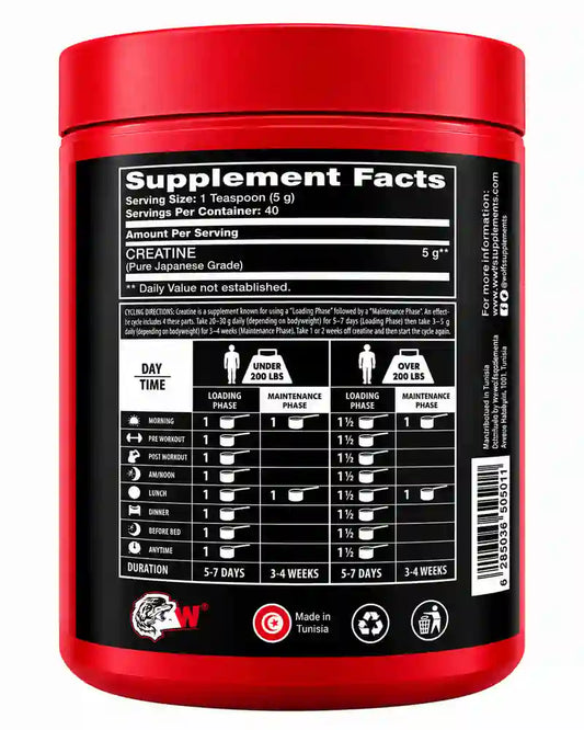 Pure Monohydrate Creatine 200 G American Wolf