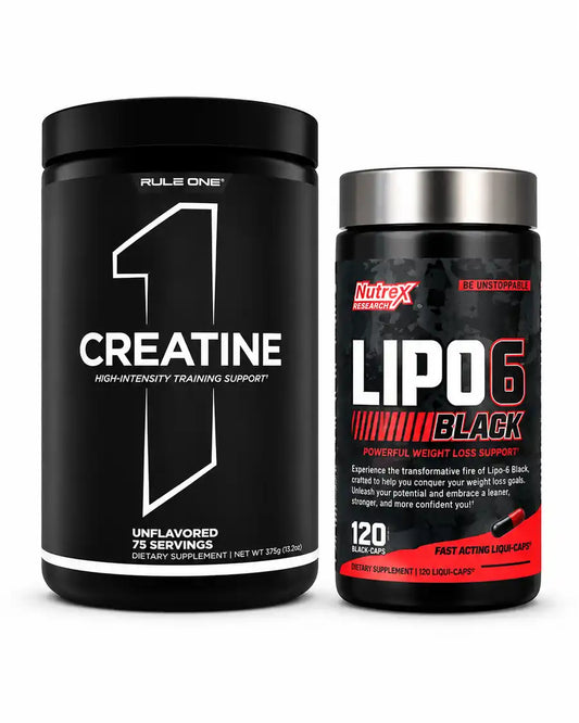 Ce pack Contient Rule 1 Creatine Avec lipo 6 Black Ultra 120 Capsules . Livraison Rapide Sur toute La Tunisie