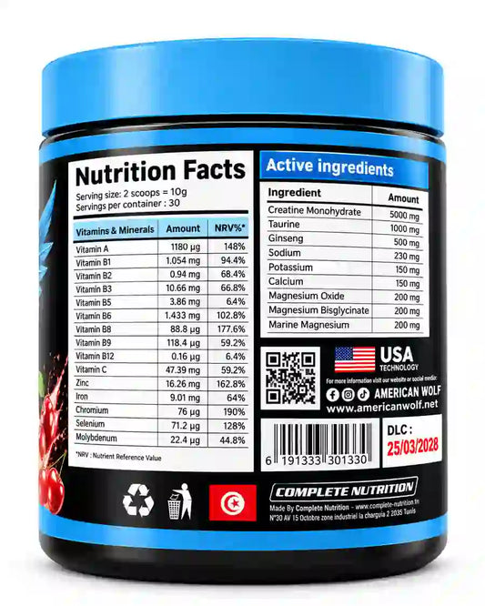 American Wolf Creatine Hydration Endurance TRIPLE MAGNESUIM+ELECTROLYTES 300 G