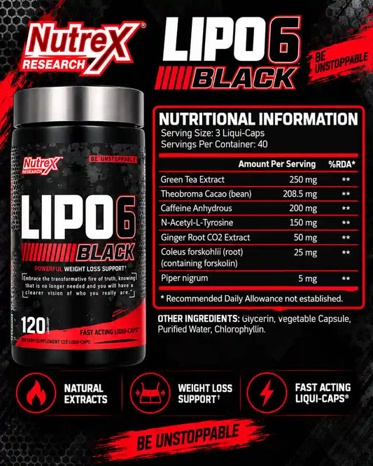 fiche technique lipo 6 black ultra concentrate 120 capsules
