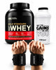 Gold Standard Whey 2,27 kg avec shaker et straps de musculation Gymshark en Tunisie