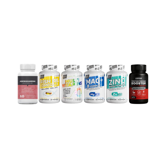 omega 30 cap gsn +Multivitamine 30 cap  Gsn+magnesuim  30 cap gsn +zinc 30 cap gsn +testo booster herbez 40 cap +ashwangha 60 cap herbz Gsn Nutrition