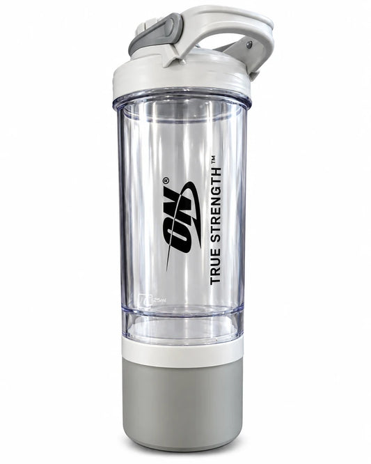 Optimum Nutrition True Strength Shaker 725 ml étanche avec compartiment