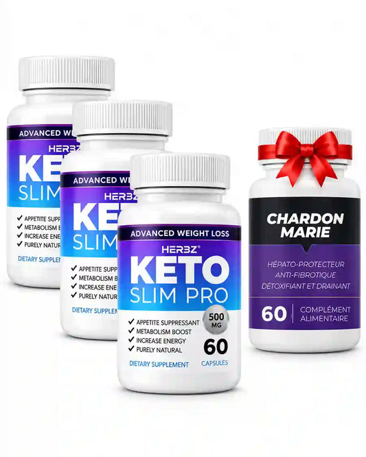 Pack 3 Keto Slim Pro HERBZ avec Chardon Marie 60 capsules Tunisie
