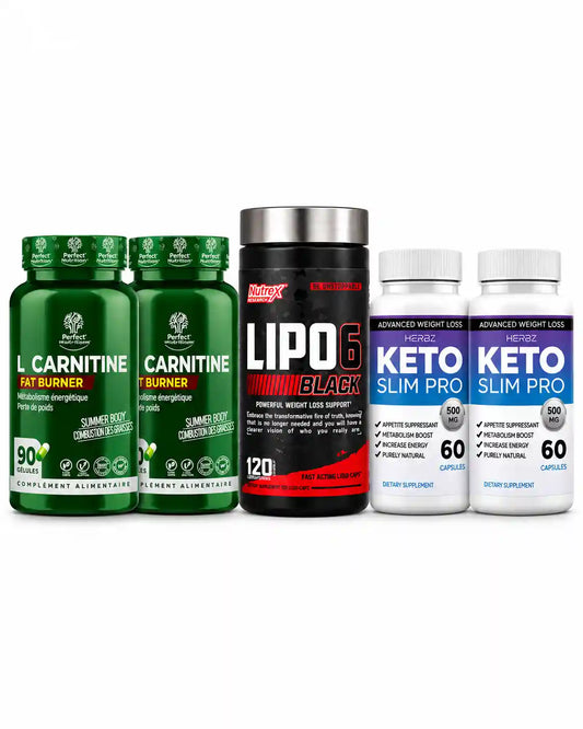 Pack avec Perfect L Carnitine x2, Nutrex Lipo-6 Black 120 liqui-caps et Herbz Keto Slim Pro x2