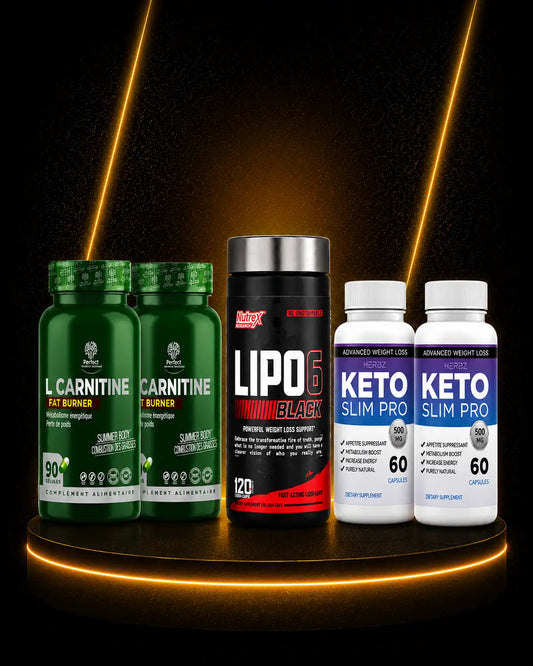Pack avec Perfect L Carnitine x2, Nutrex Lipo-6 Black 120 liqui-caps et Herbz Keto Slim Pro x2