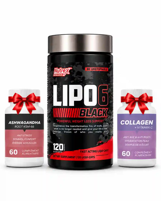Pack LIPO 6 Black avec Ashwagandha KSM-66 et Collagène Vitamin C Tunisie