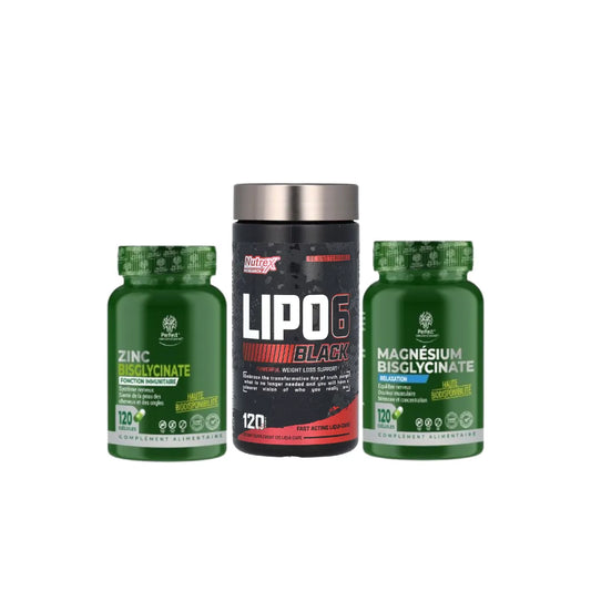 Pack Nutrex Lipo-6 Black 120 liqui-caps avec Zinc Bisglycinate et Magnésium Bisglycinate 120 gélules Perfect