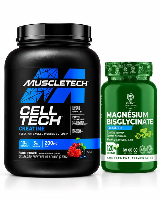 Pack MuscleTech Cell-Tech Creatine 2,72 kg et Magnésium Bisglycinate 120 gélules en Tunisie