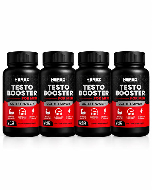 Pack Testo Booster Ultra Power composé de 4 flacons de 40 capsules chacun