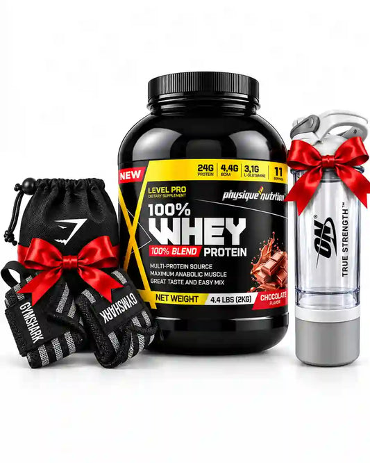 Pack Whey Level Pro 2 kg avec shaker et sangles de tirage