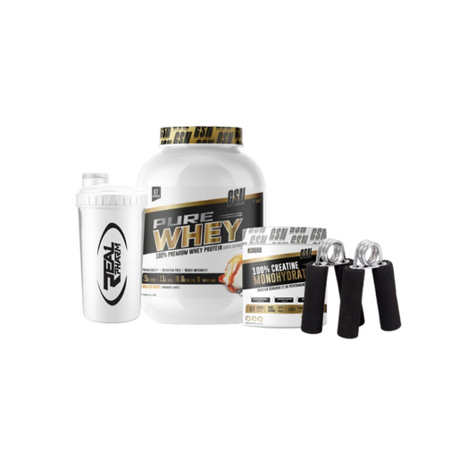 Pure Whey 2 Kg + Creatine Monohydrate 67 Doses + Shaker 700 Ml + 2 Hand Grip