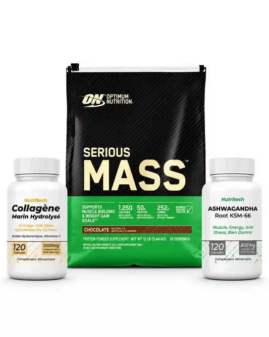 Pack Serious Mass 5,44 kg avec Collagène Marin Hydrolysé et Ashwagandha KSM-66 en Tunisie