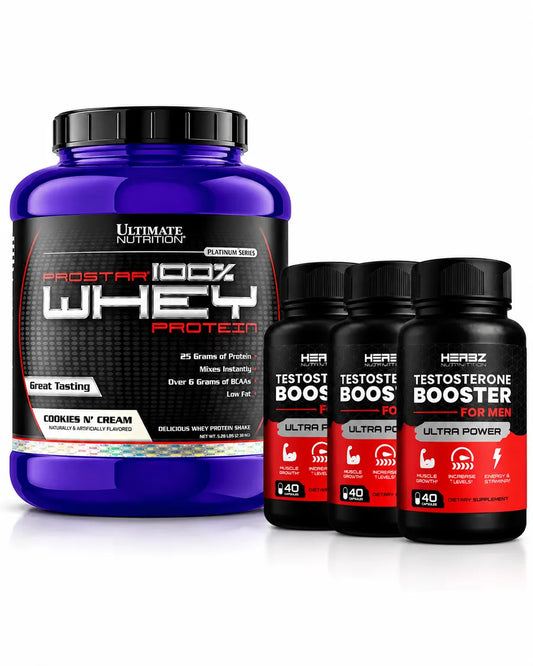Pack Ultimate Nutrition Prostar Whey 2,39 kg + 3 Boosters Herabz Nutrition