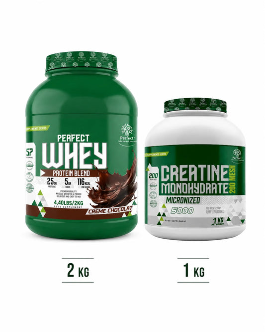 Pack Perfect Whey Protein Blend Crème Chocolat 2kg et Creatine Monohydrate Micronisée 200 Mesh 1kg